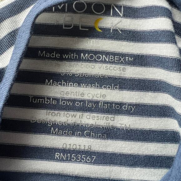 Moon + Beck Newborn Gown 0-3 Monts Blue Solid and Striped Bamboo Viscose - Picture 4 of 10